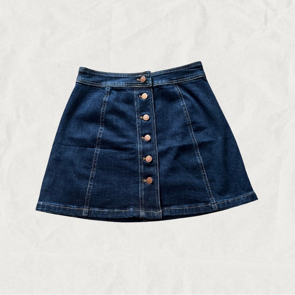Madewell Dark Blue Button-Front Mini Skirt